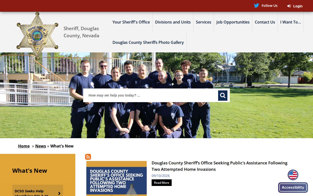 Douglas County Sheriff What's New page with dated agency releases