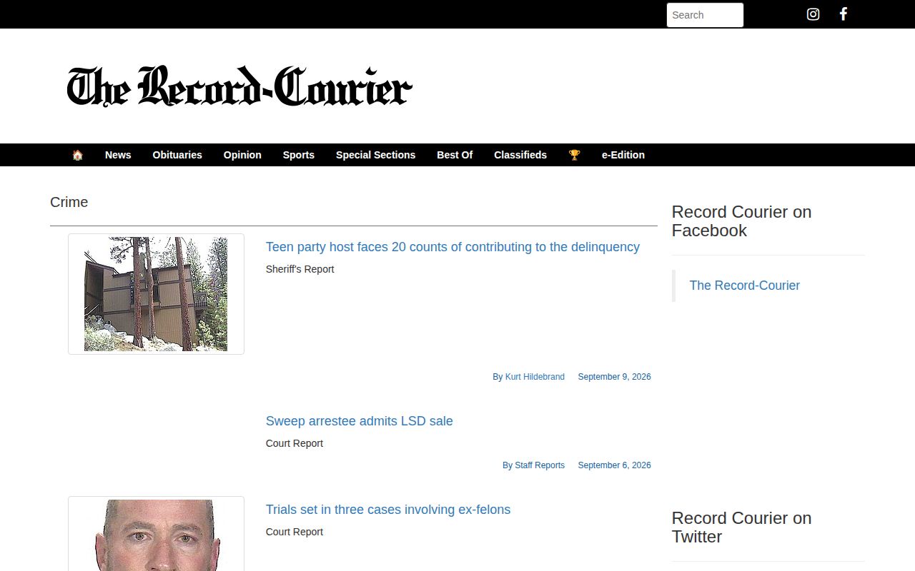 Record-Courier Carson Valley crime news page